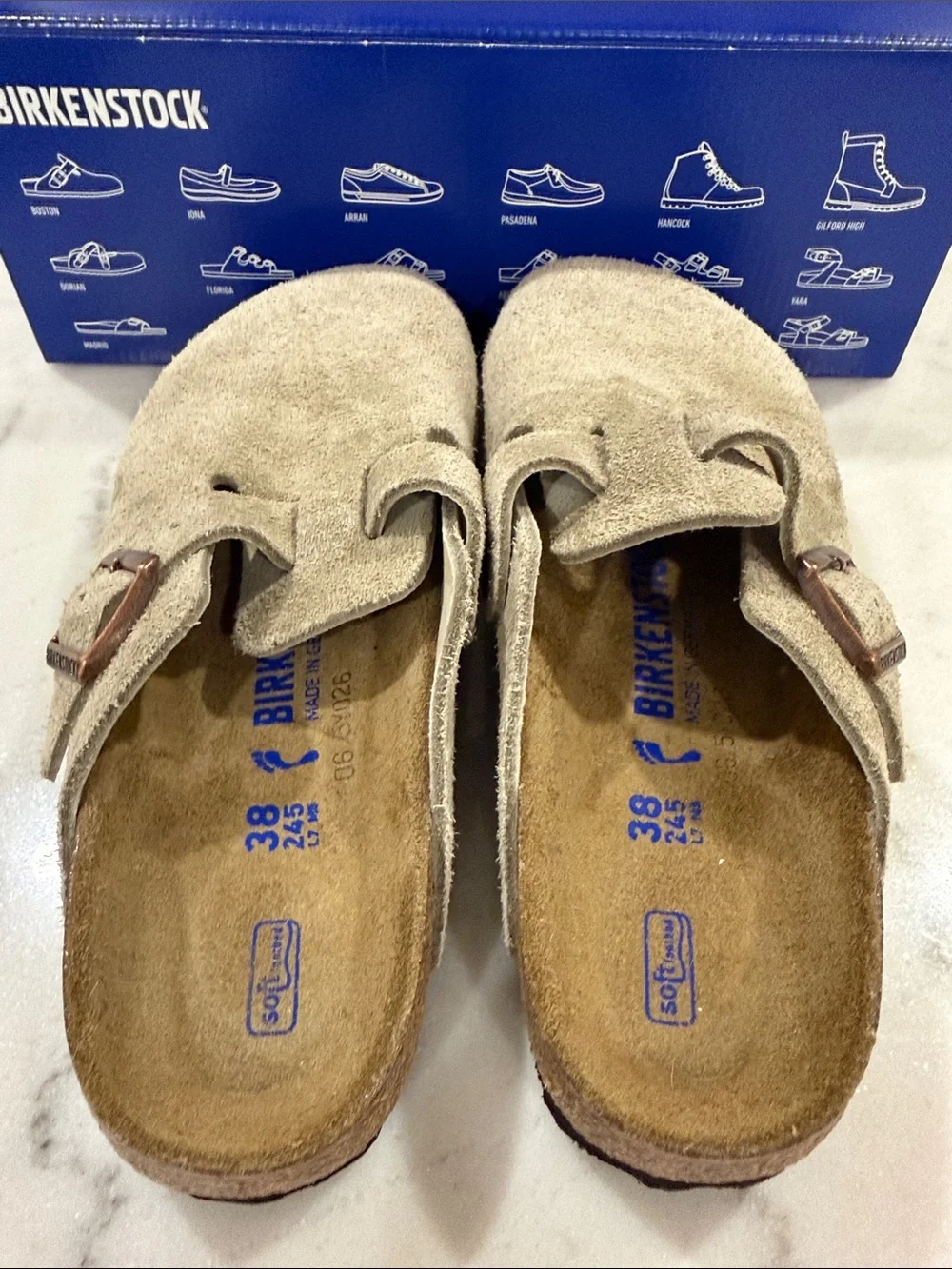 Birkenstock Boston Soft Footbed Suede Leather Taupe